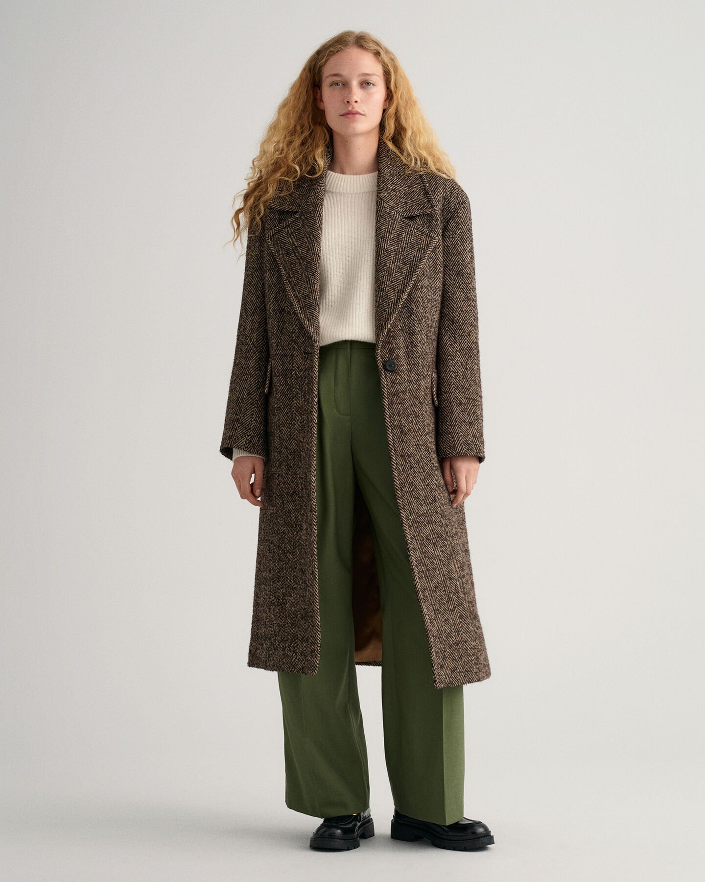 Pantalon large plissé à taille haute