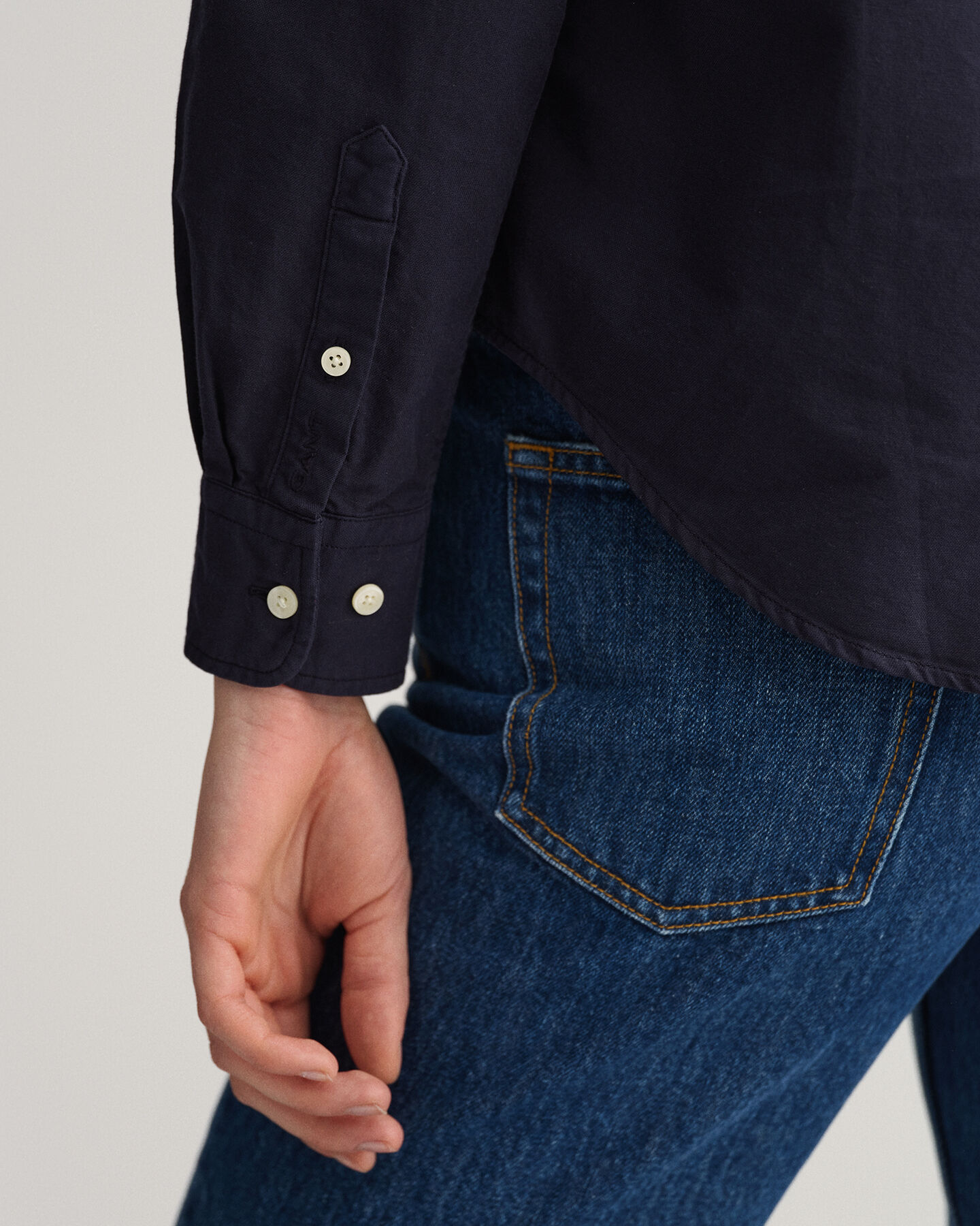 Chemise regular fit en coton Oxford teint en pi&egrave;ce