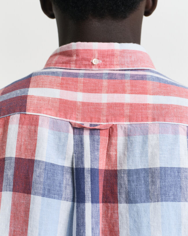 Chemise coupe regular en lin &agrave; carreaux madras