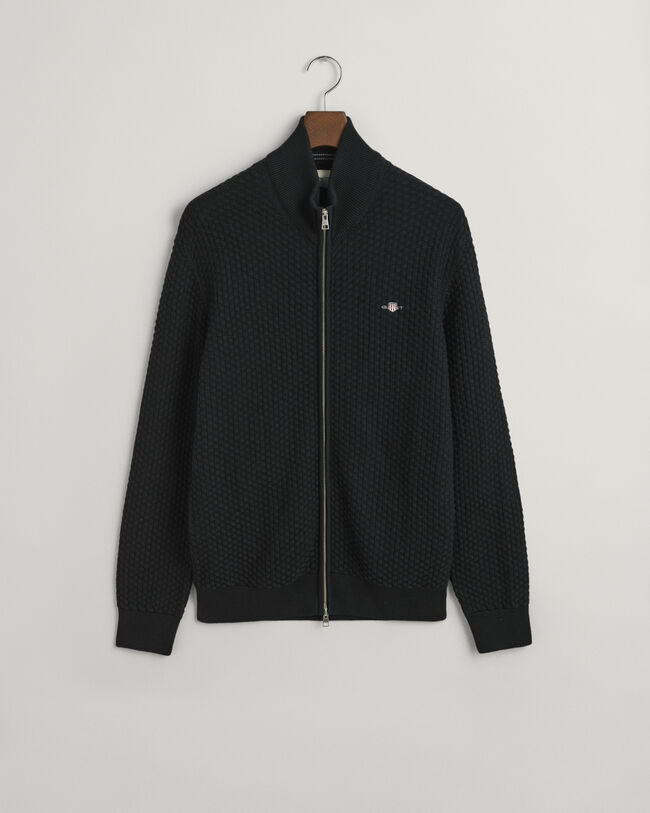 Cardigan zipp&eacute; en coton Textured