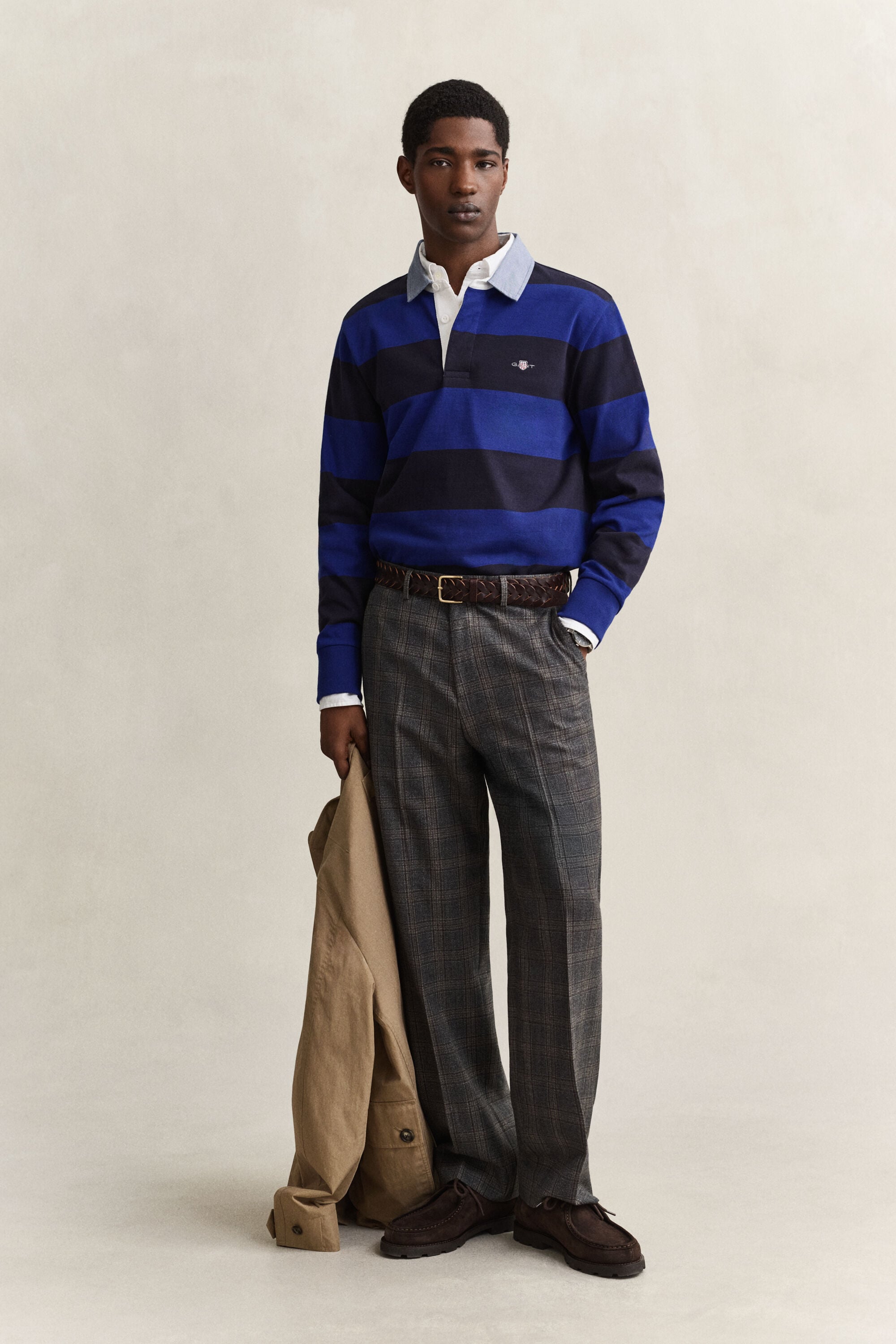 Heavy Rugger à rayures avec col en chambray