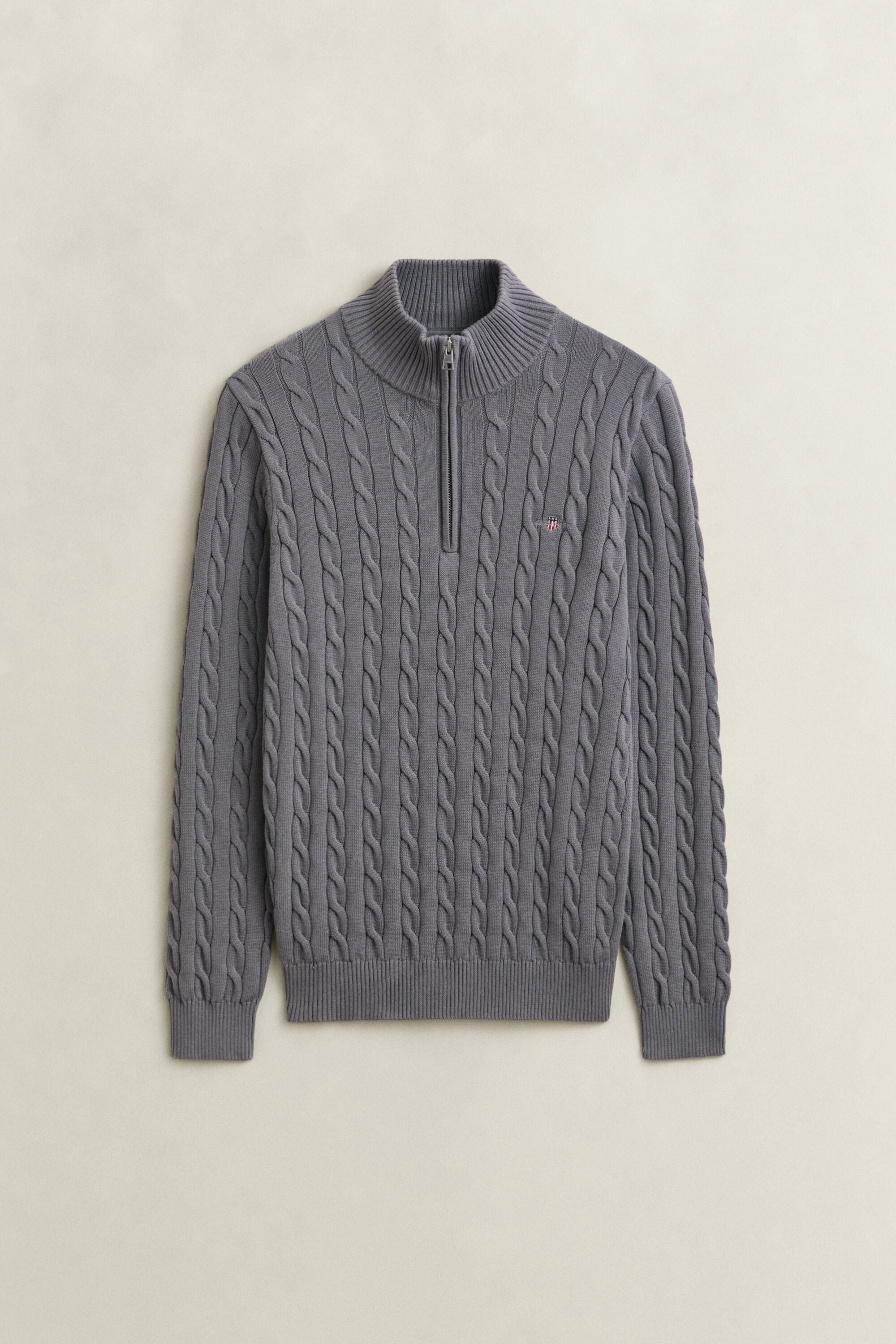 Pull à demi-zip en maille de coton torsadée