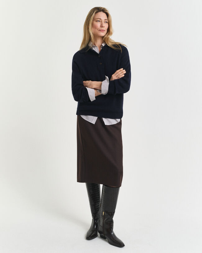 Jupe crayon midi en laine mélangée