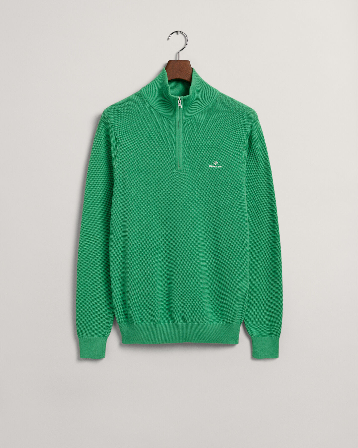 Pull &agrave; demi-zip en coton piqu&eacute;