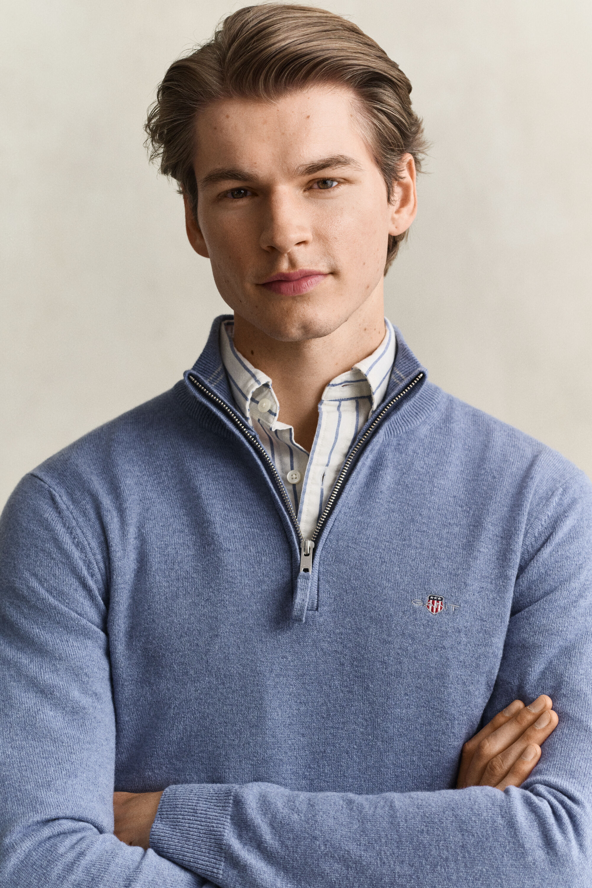 Pull à demi-zip en laine d’agneau