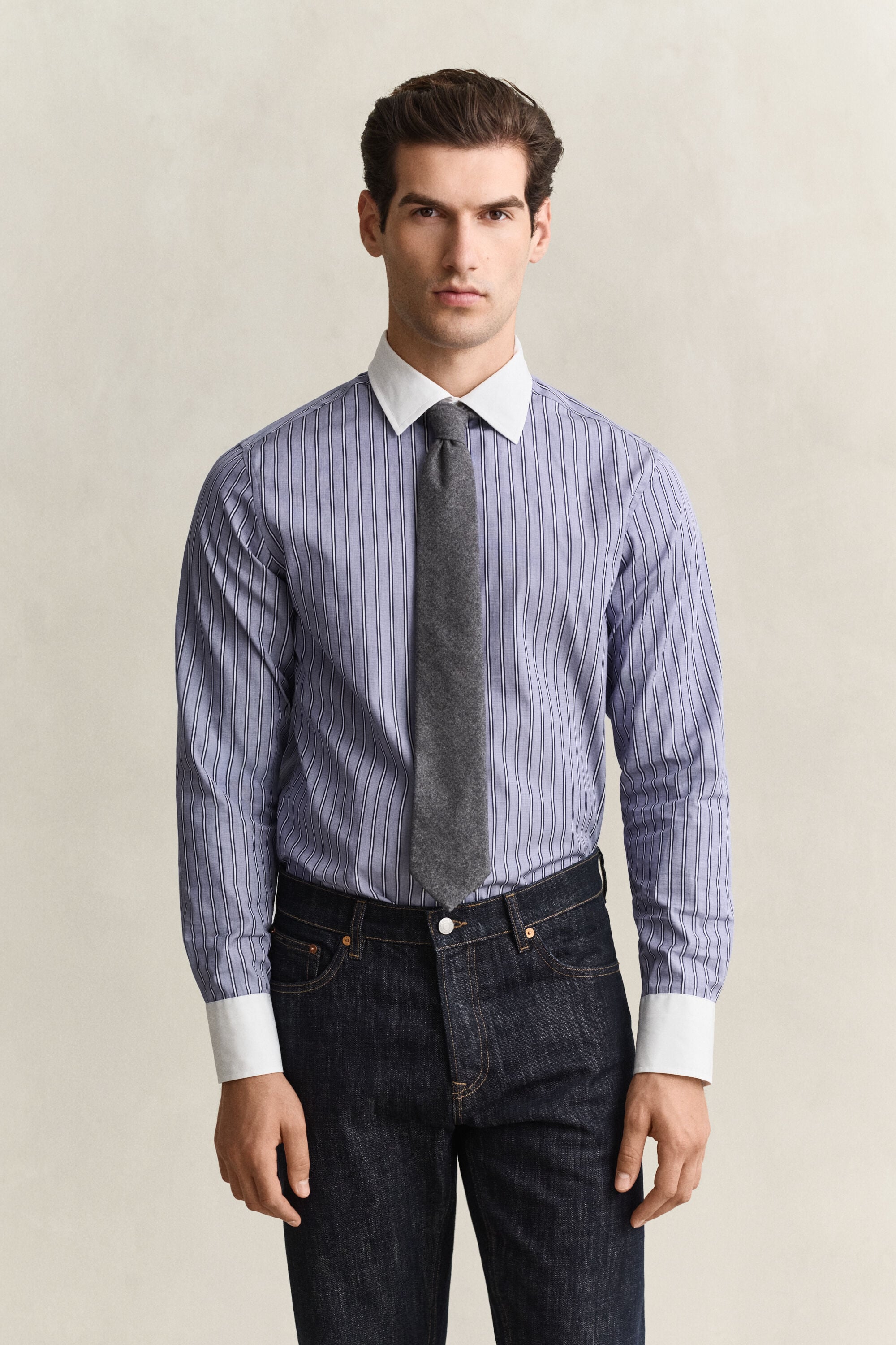 Chemise à rayures fil-à-fil