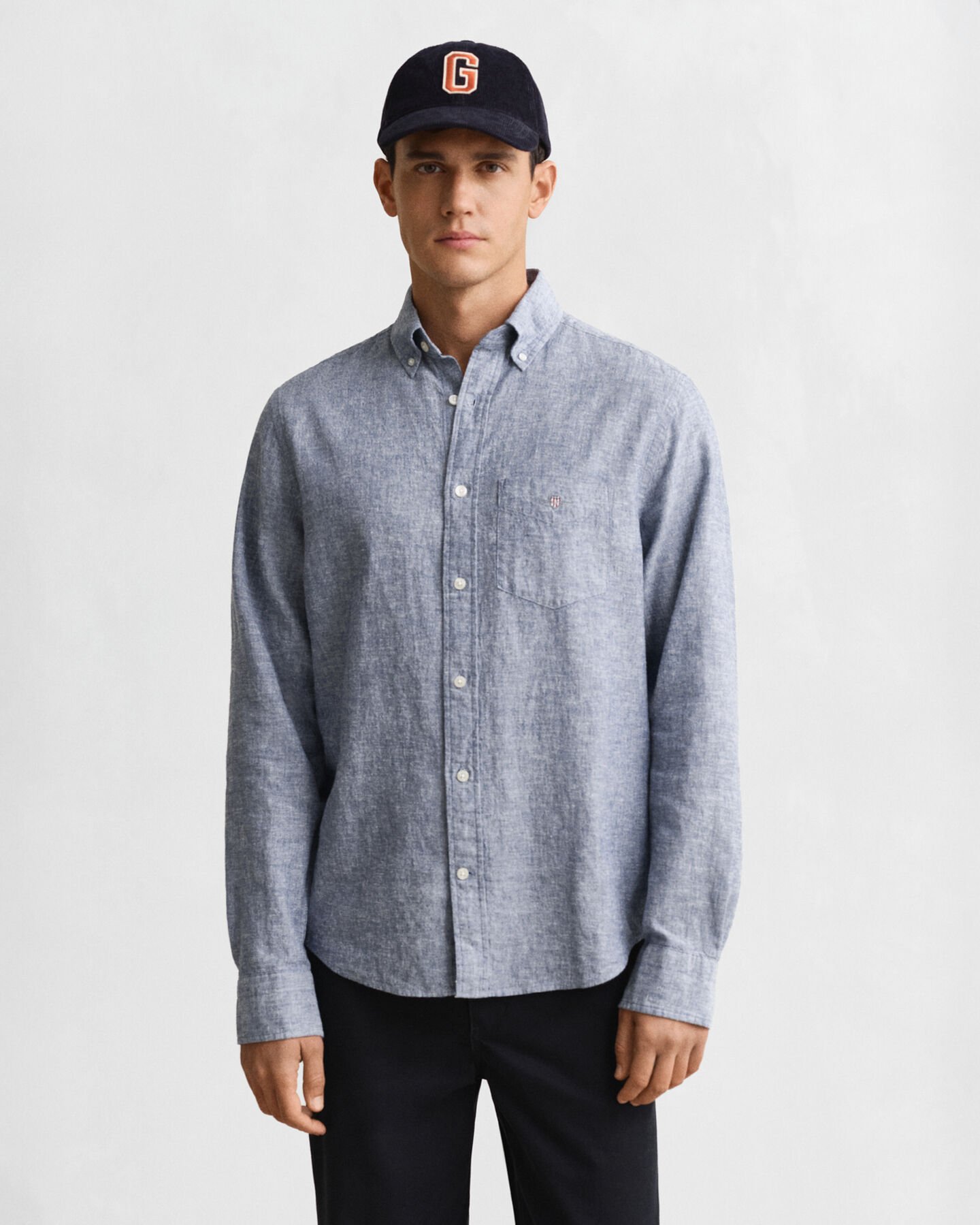 Chemise coupe regular en coton et lin