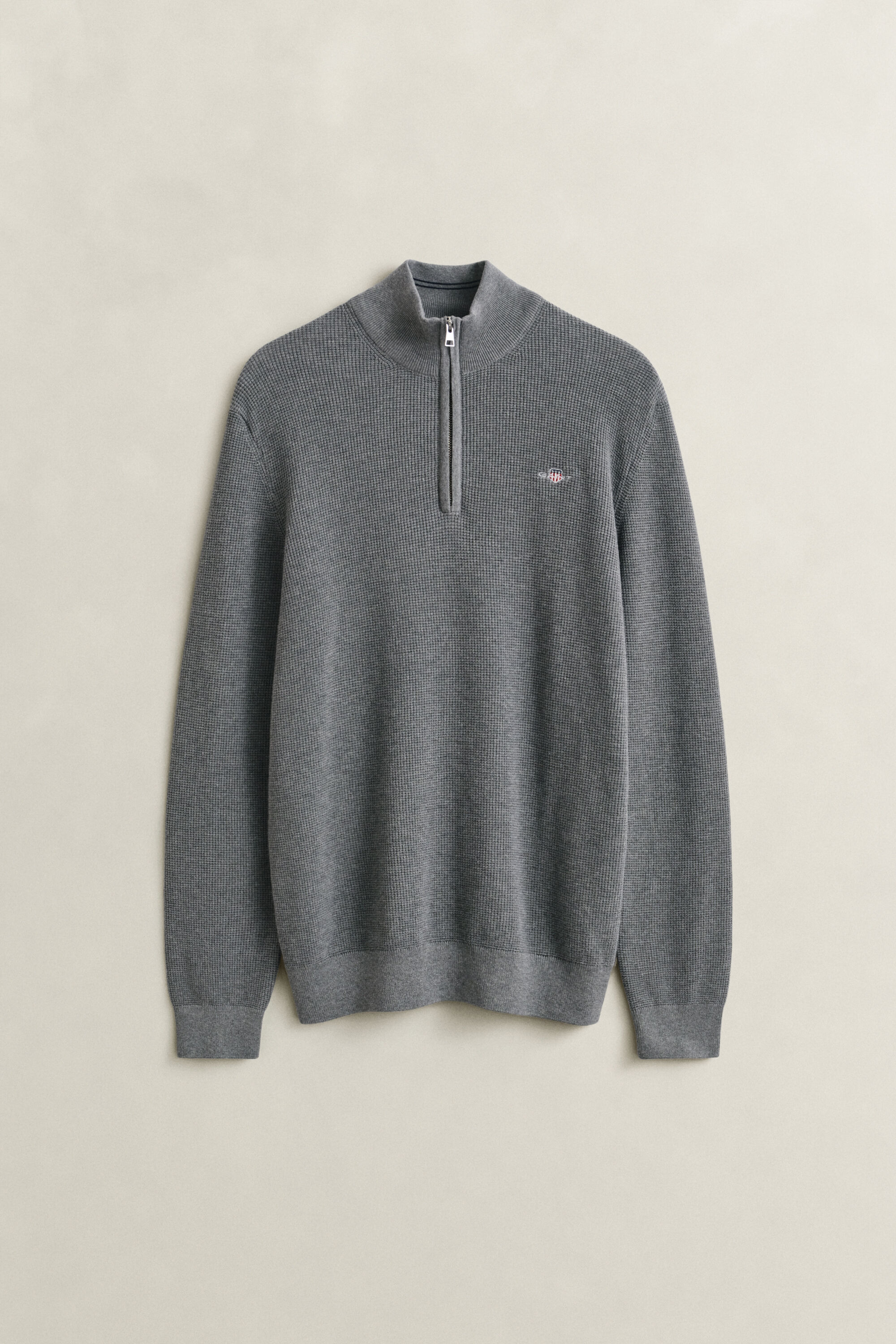 Pull à demi-zip en coton texturé