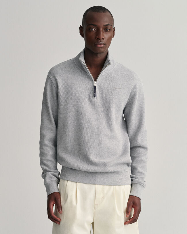 Pull &agrave; demi-zip Waffle Texture
