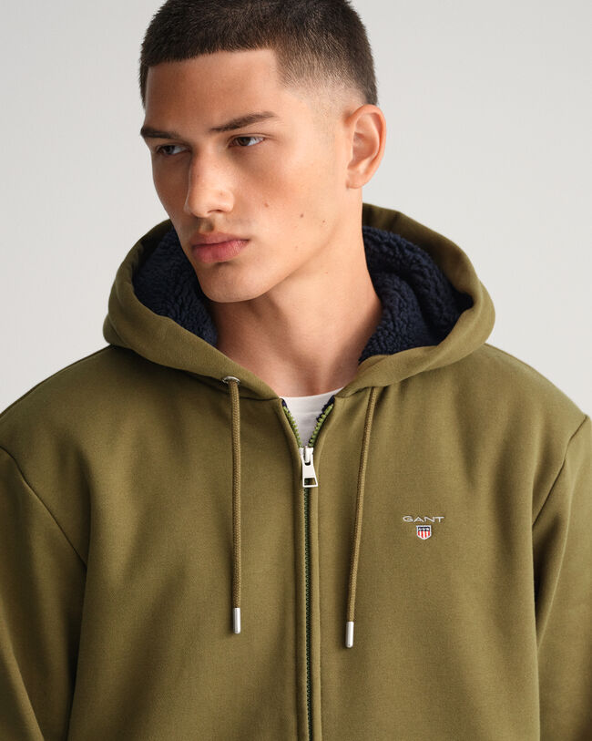 Sweat à capuche zippé en polaire sherpa