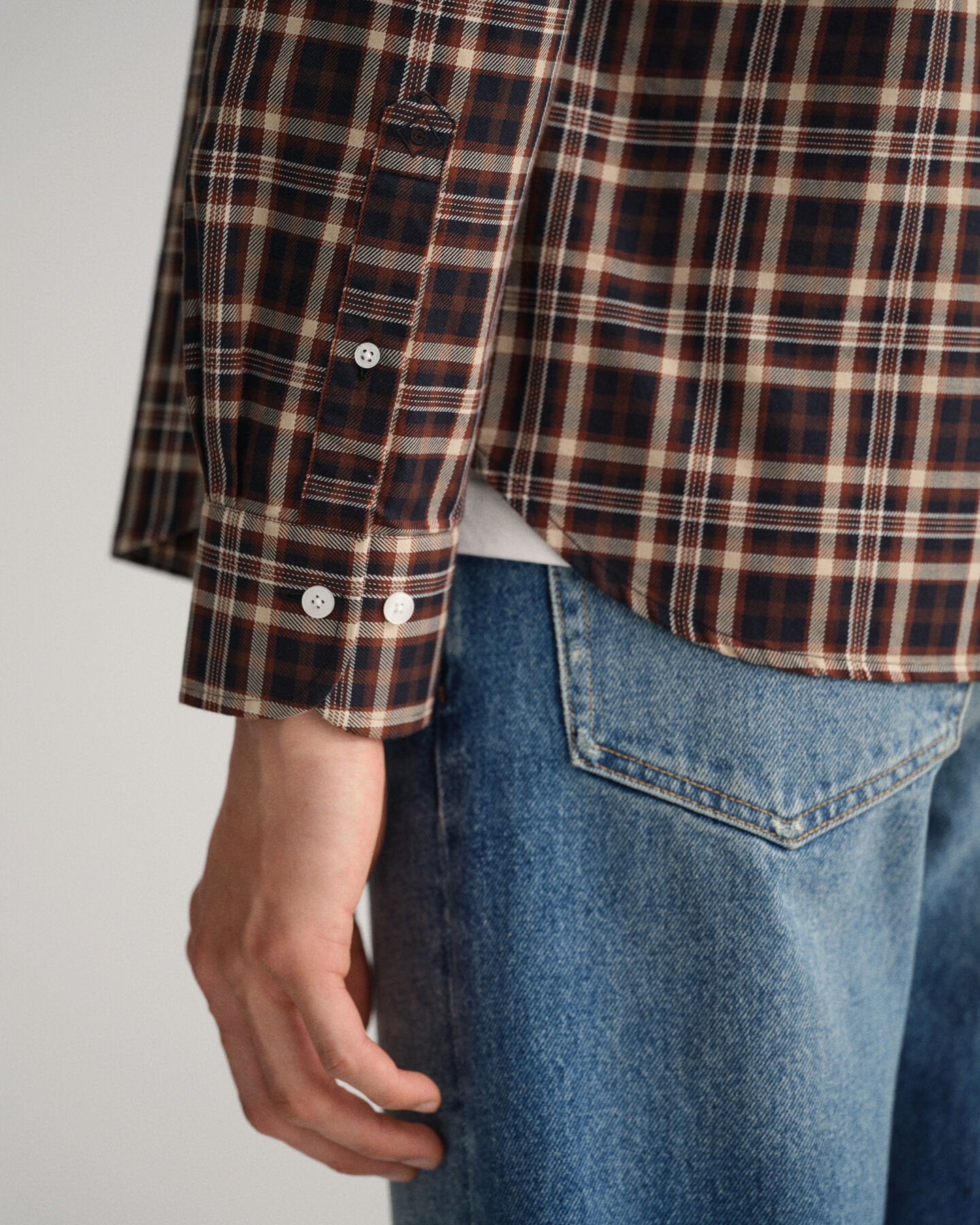 Chemise slim fit en serg&eacute; &agrave; carreaux