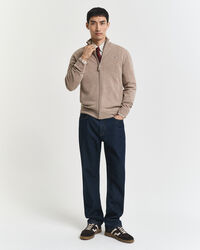 Cardigan zippé en laine d'agneau ultra-fine