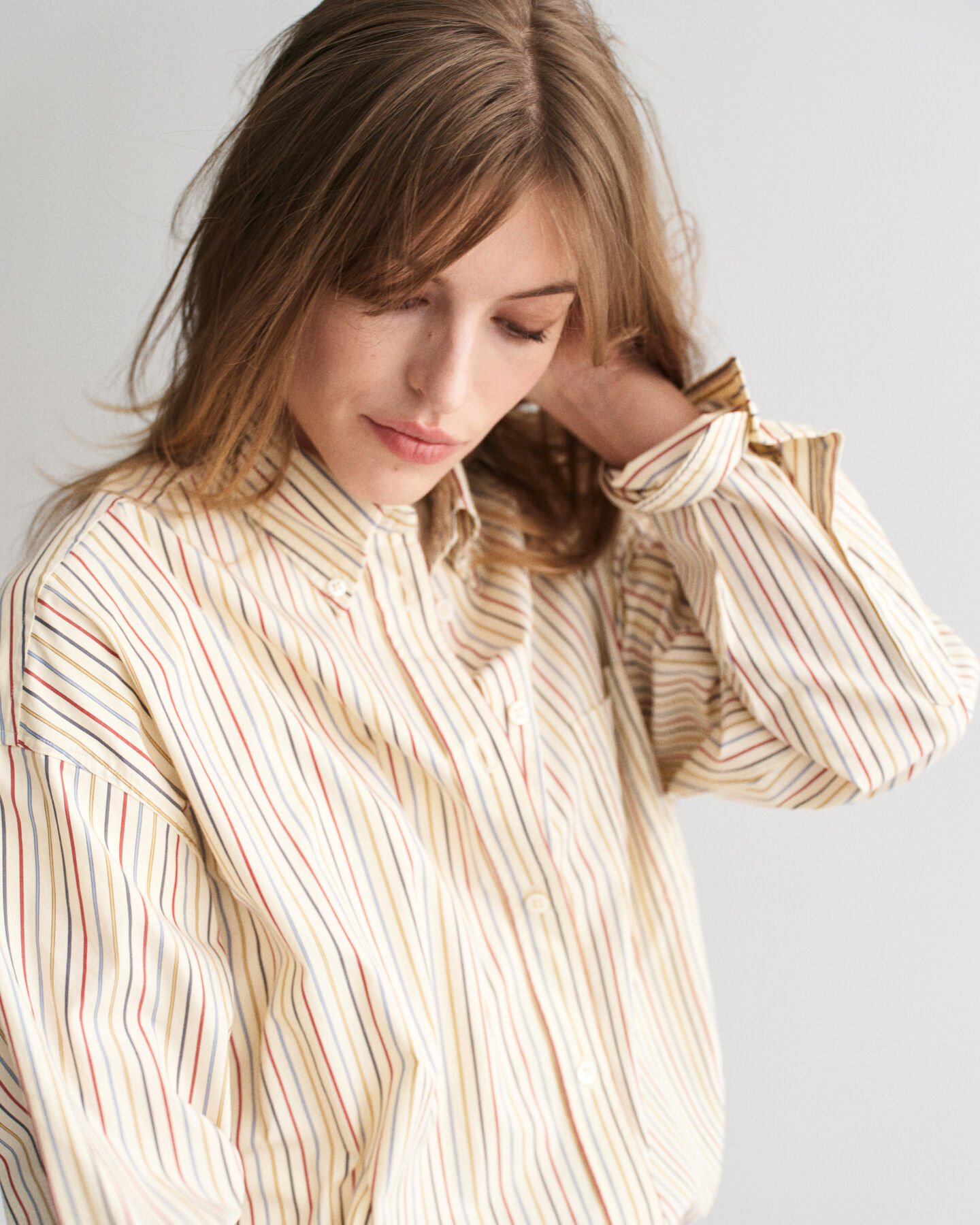 Chemise ultra-ample en popeline &agrave; rayures