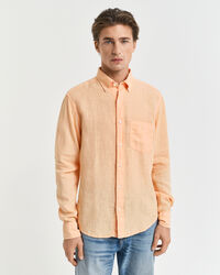 Chemise regular fit en lin teint en pièce