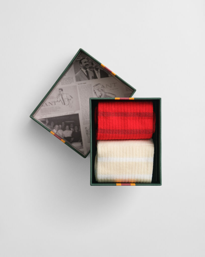 Coffret cadeau de 2 paires de chaussettes à rayures métallisées