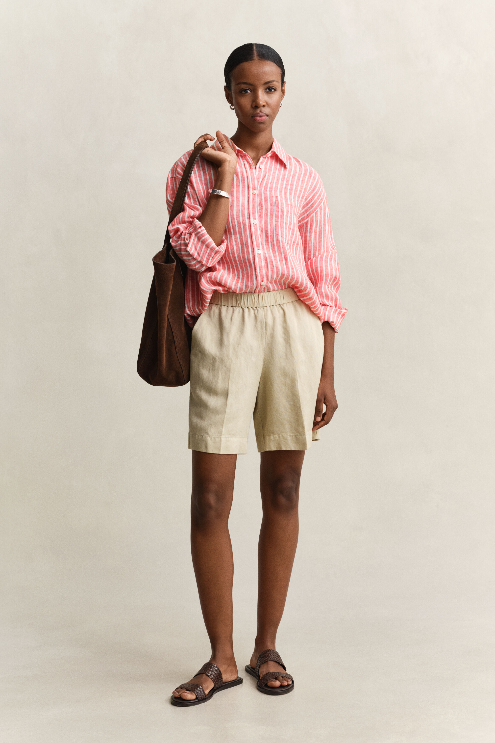 Chemise relaxed fit en lin à rayures