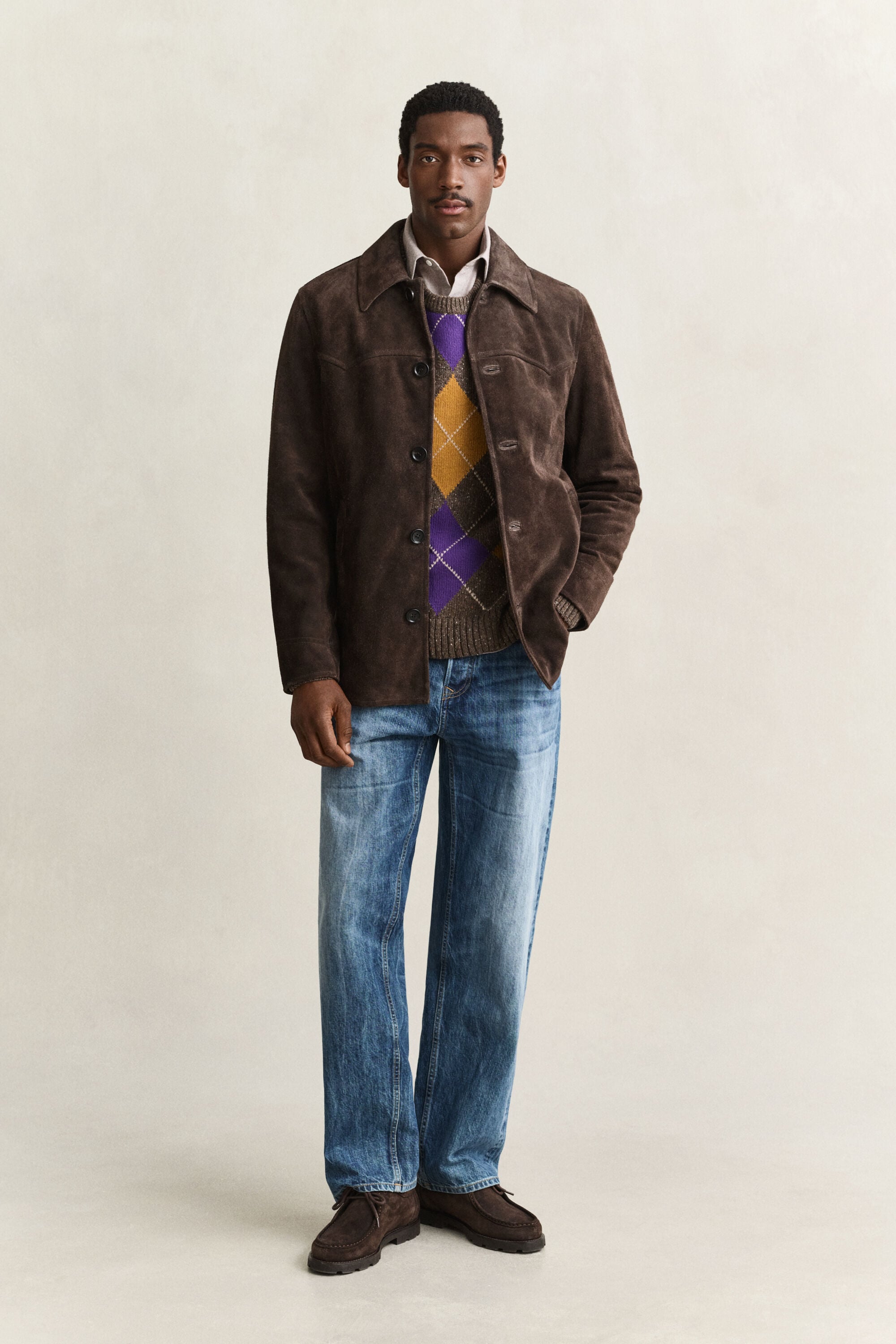 Veste mi-longue en daim