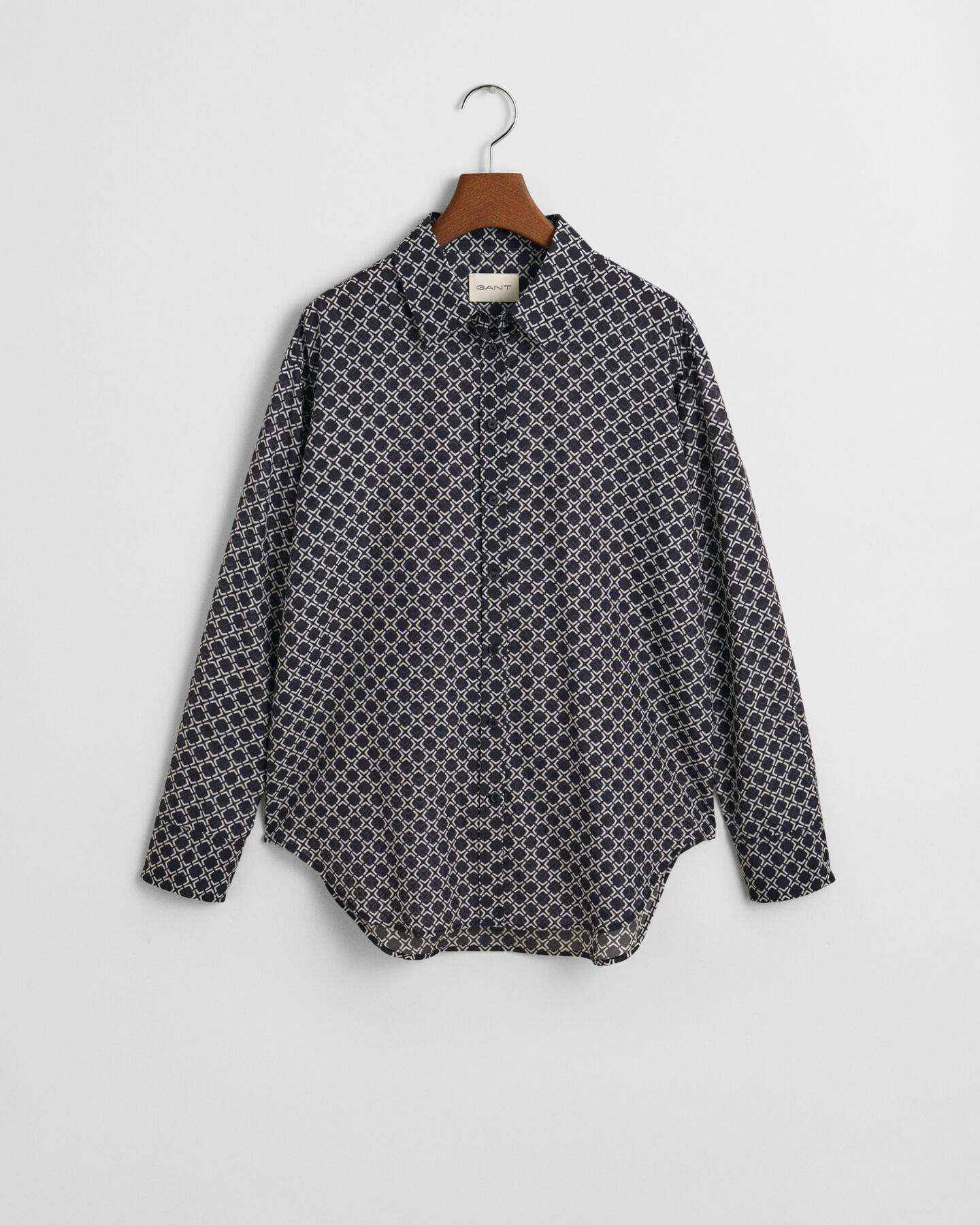 Chemise relaxed fit en coton et soie Geometric