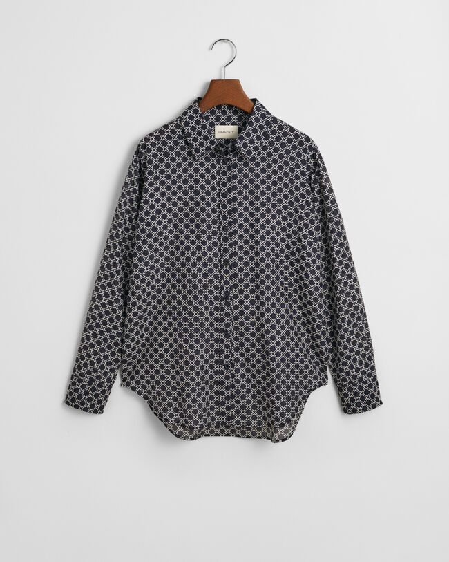 Chemise relaxed fit en coton et soie Geometric