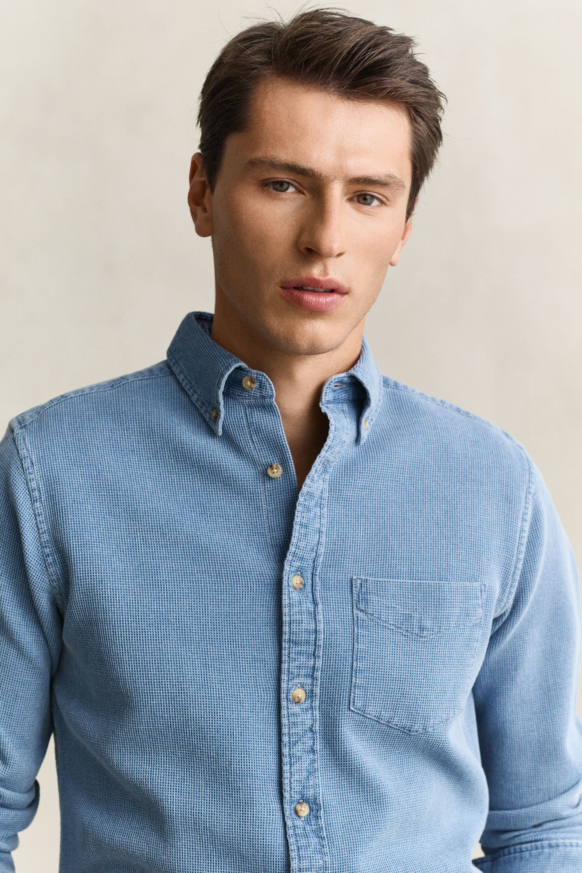 Chemise indigo gaufrée