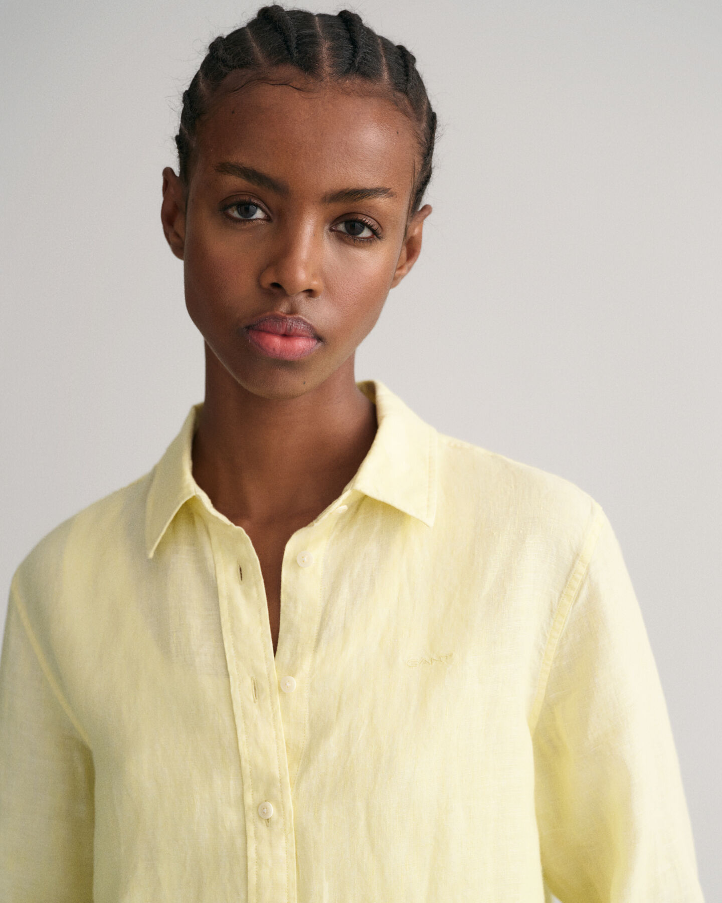 Chemise regular fit en chambray de lin