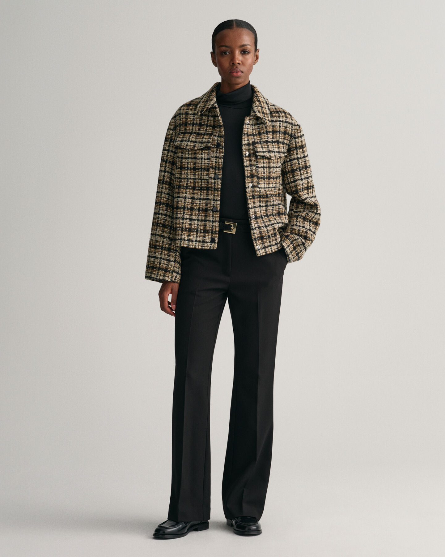 Veste blazer en tweed à carreaux