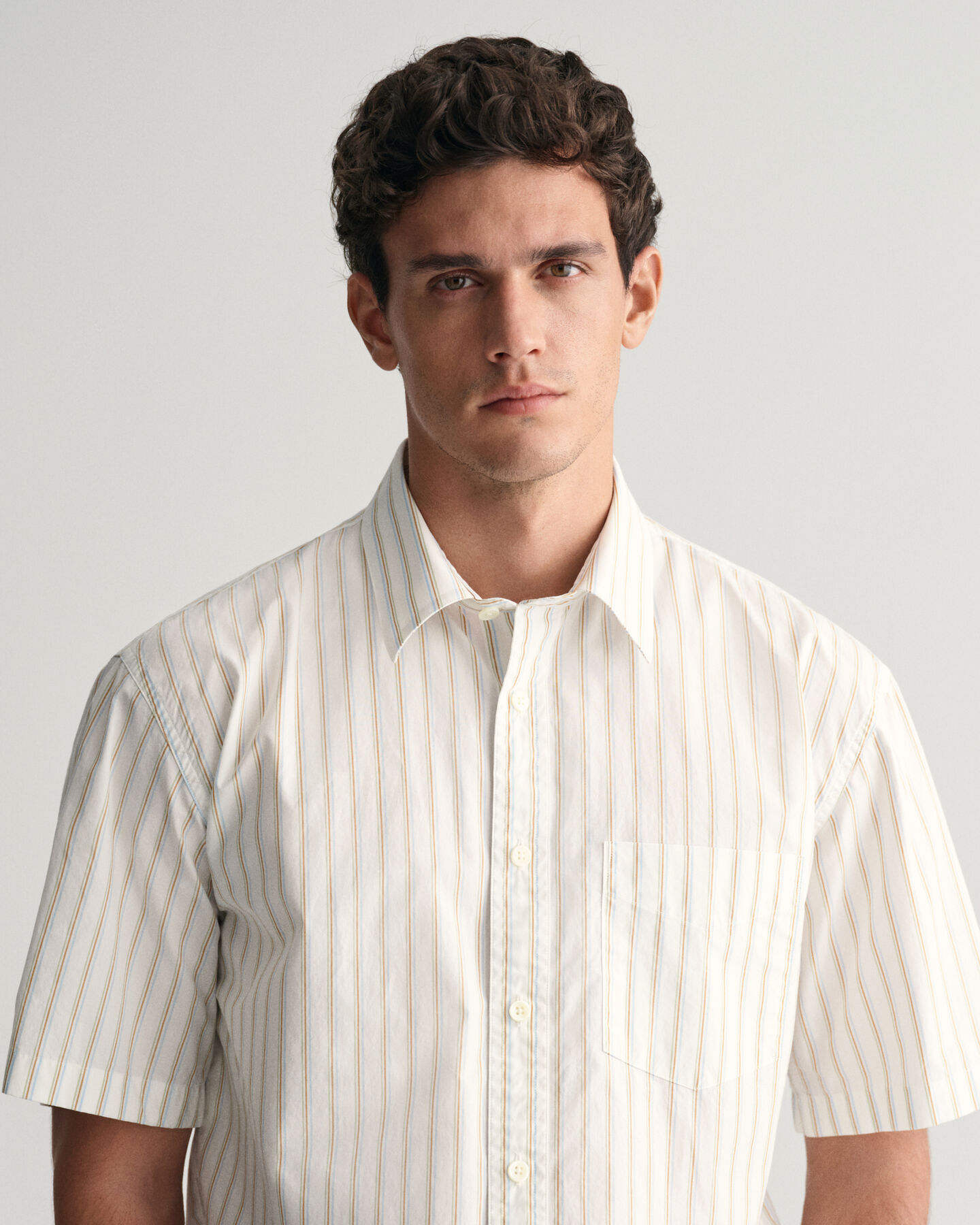 Chemise relaxed fit ray&eacute;e &agrave; manches courtes Heritage Poplin