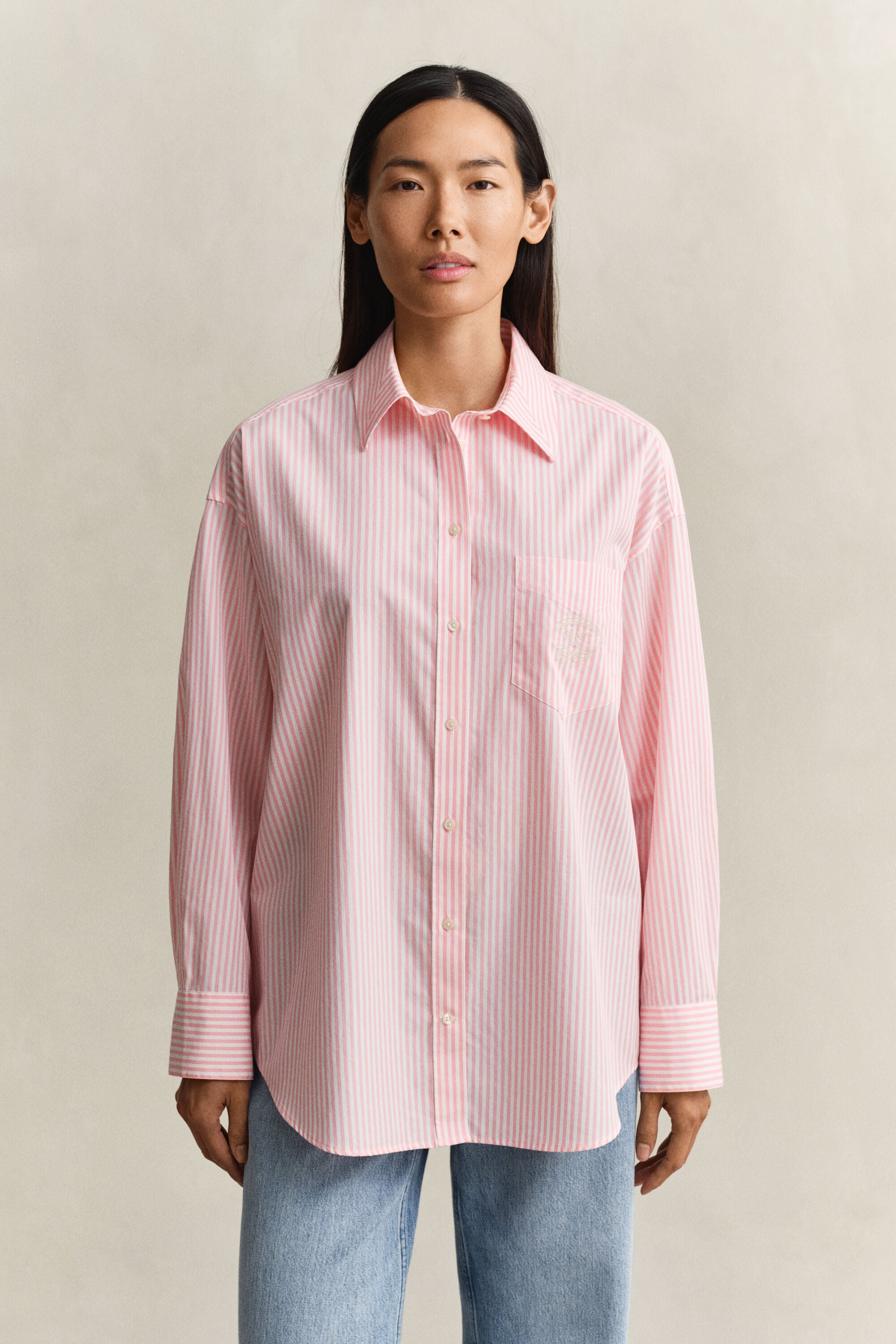 Chemise ultra-ample en popeline à rayures classique