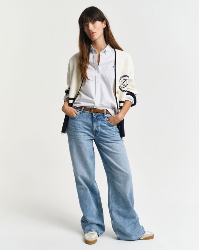 Chemise coupe regular classique en coton Oxford à rayures