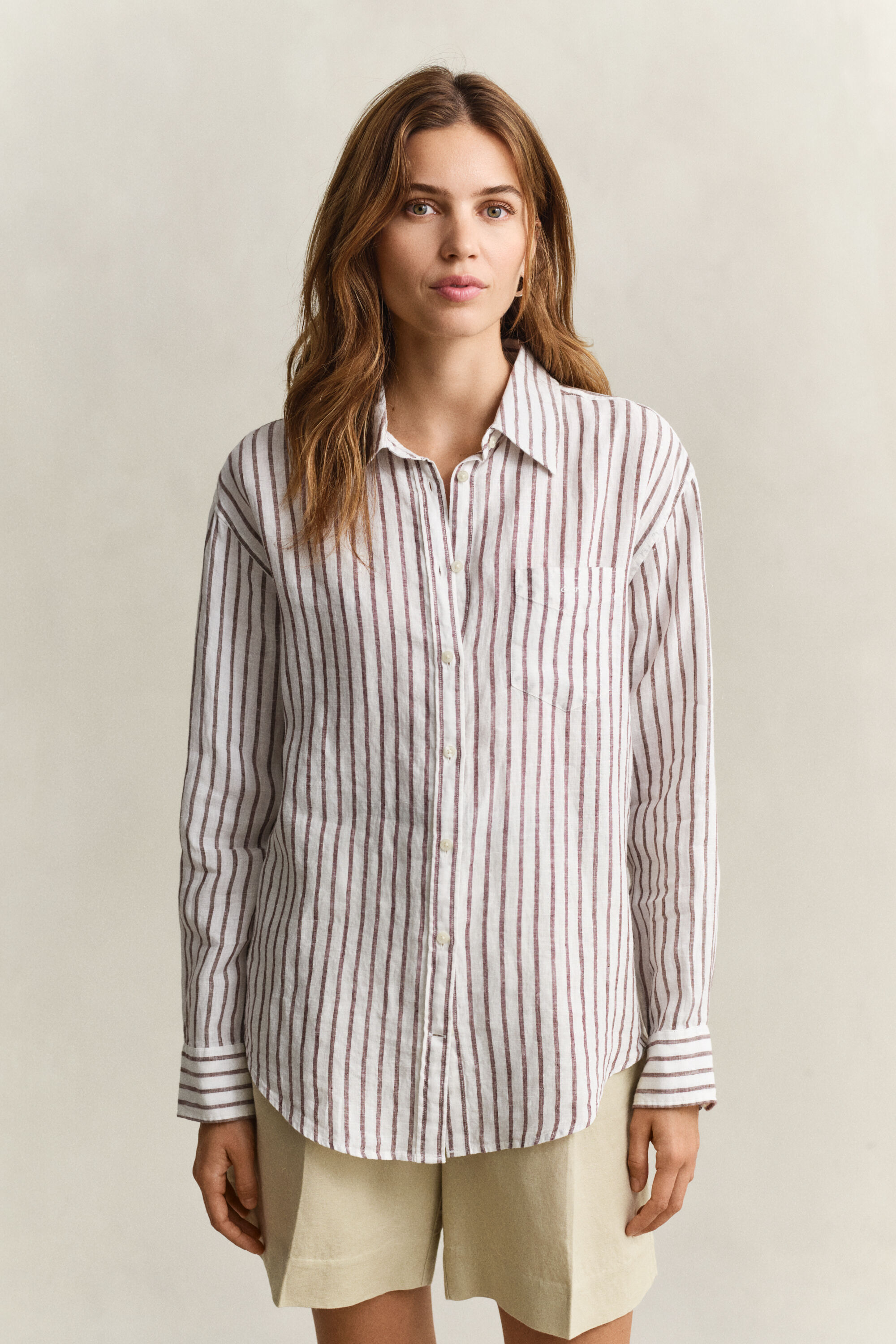 Chemise relaxed fit en lin à rayures