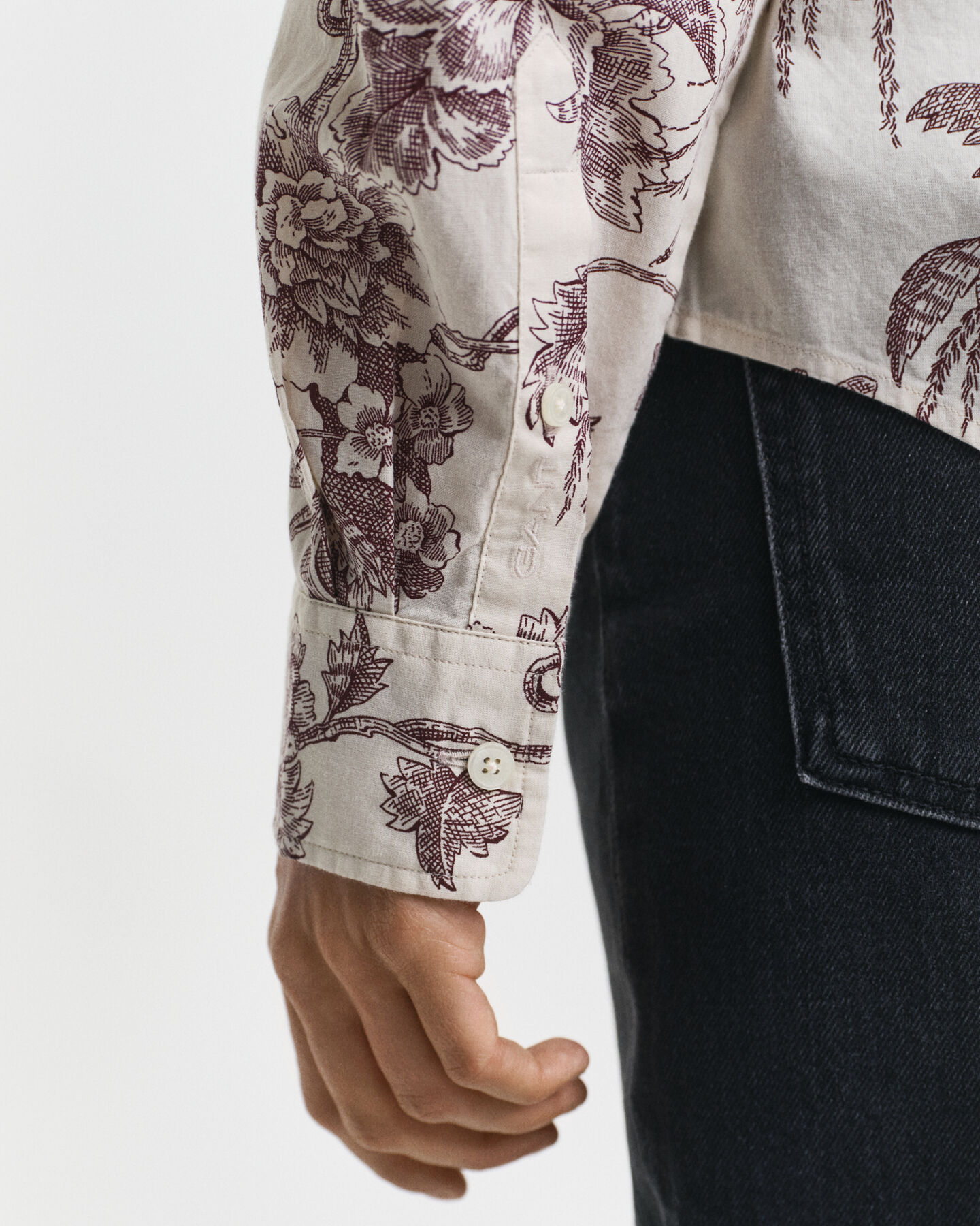 Chemise coupe regular en voile de coton à imprimé arbres