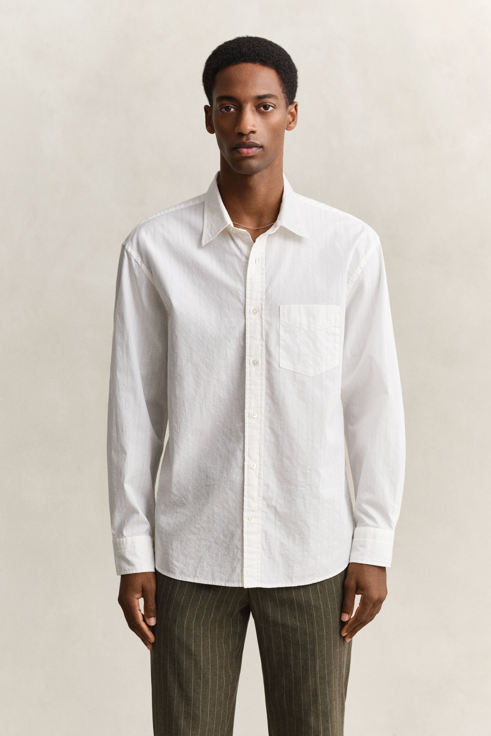Chemise relaxed fit à rayures Dobby