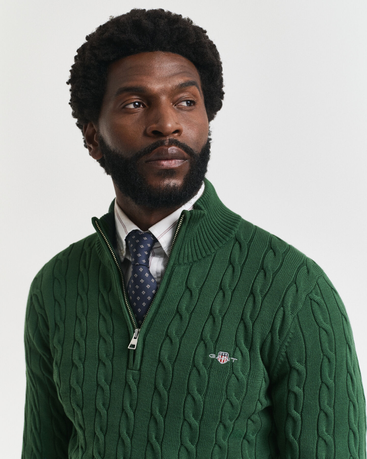 Pull à demi-zip en maille de coton torsadée