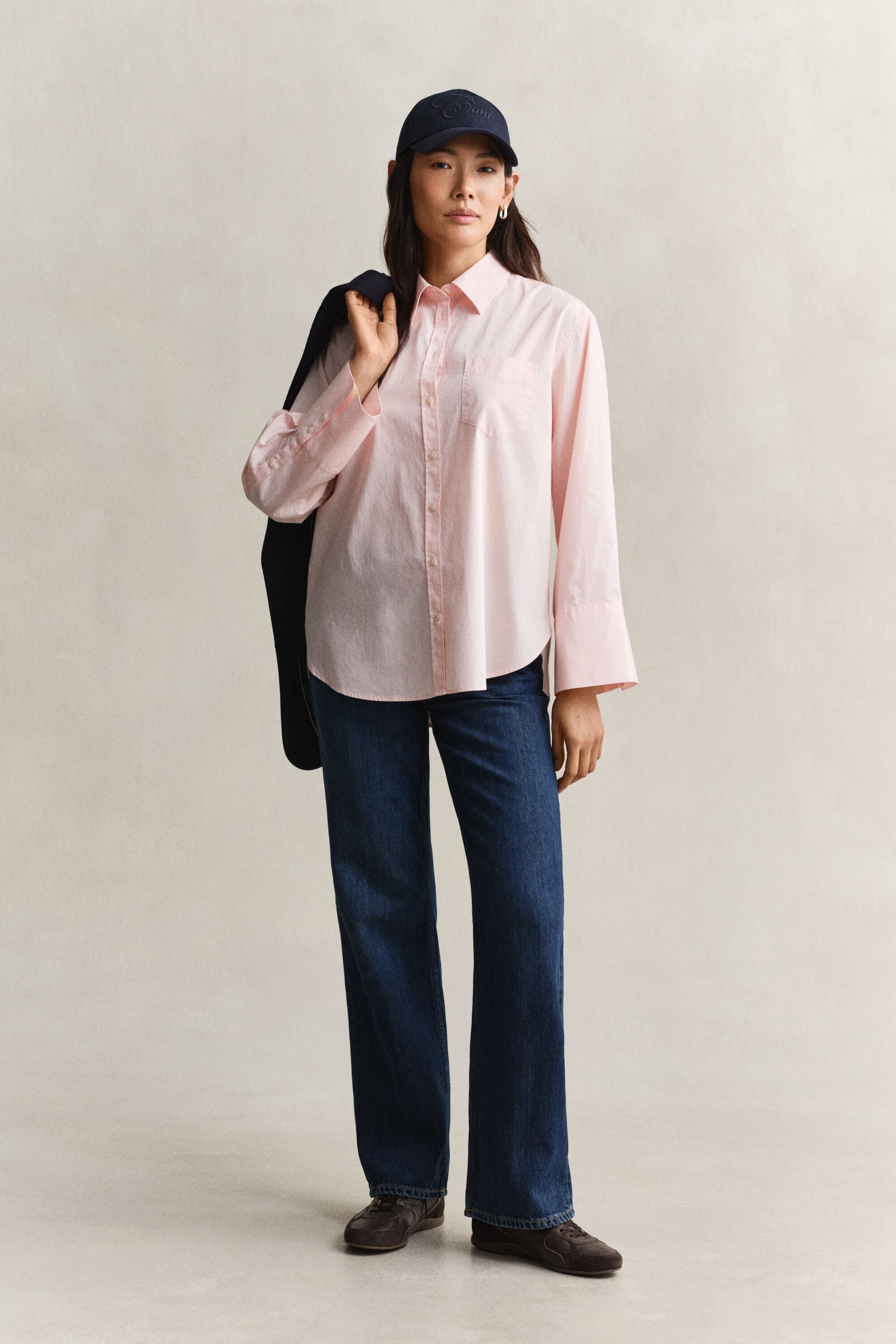 Chemise classique à manches larges en popeline