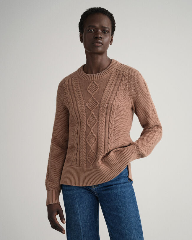 Pull ras du cou &agrave; torsades