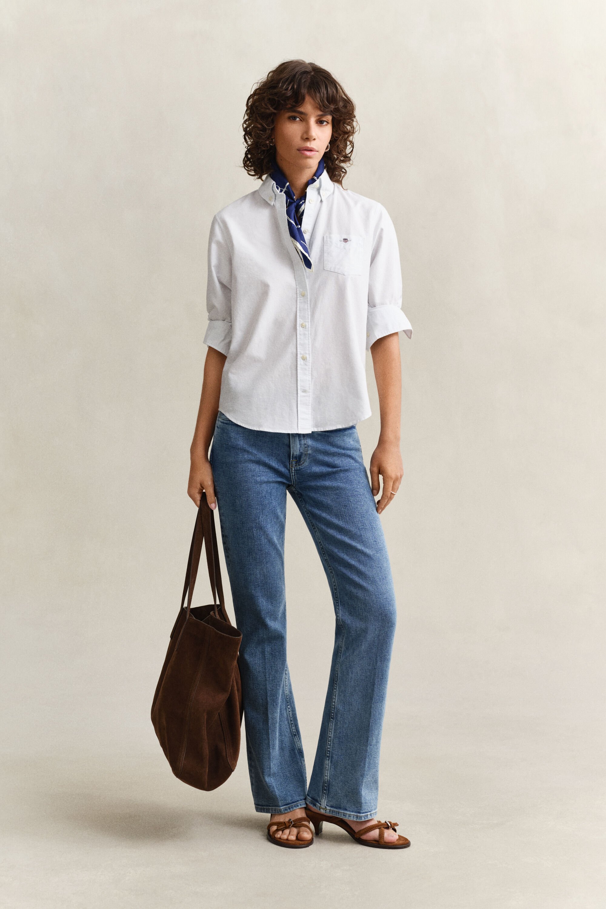 Chemise coupe regular classique en coton Oxford à rayures