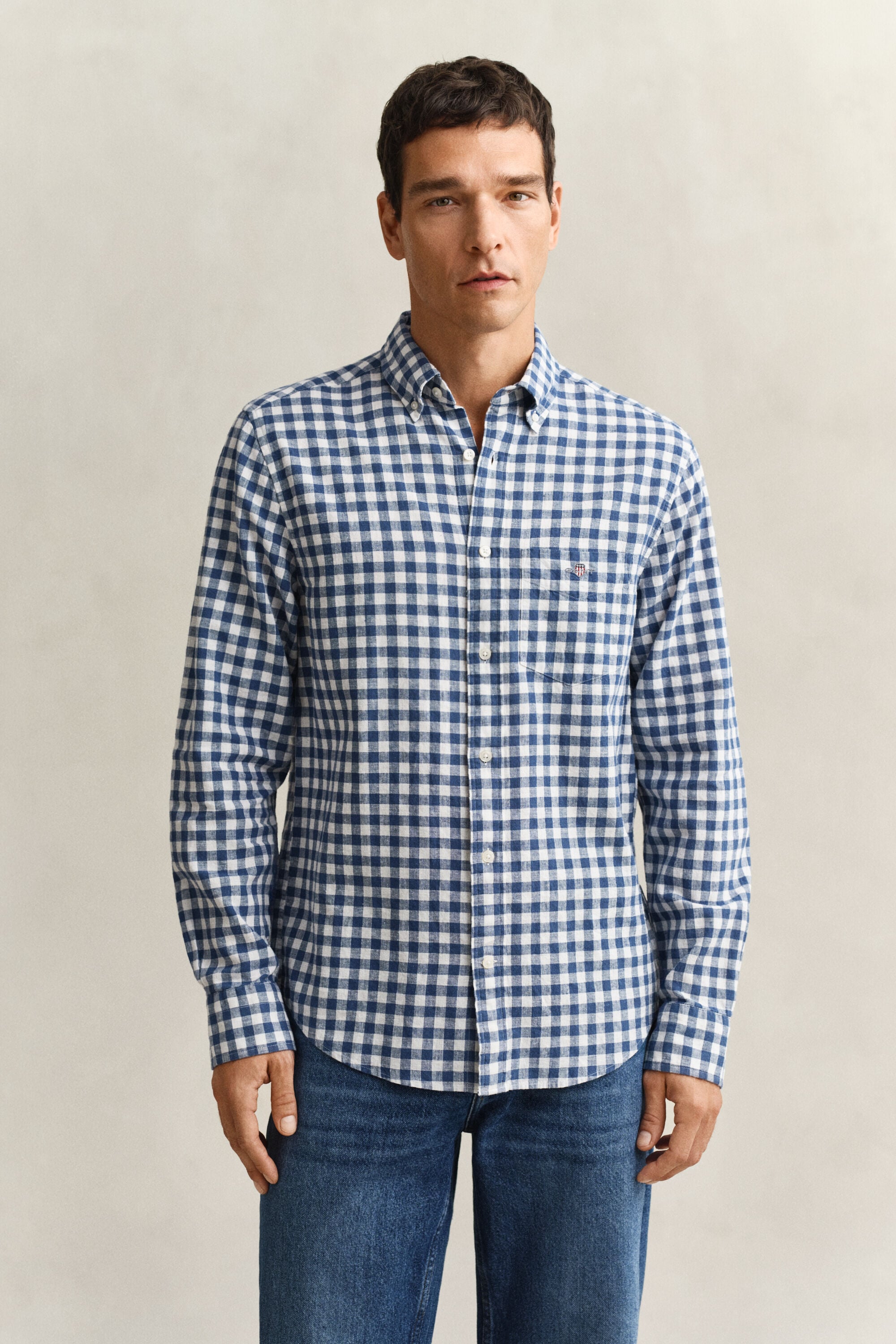 Chemise vichy en lin mélangé