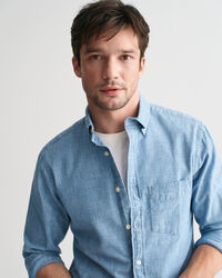 Chemise regular fit en chambray indigo