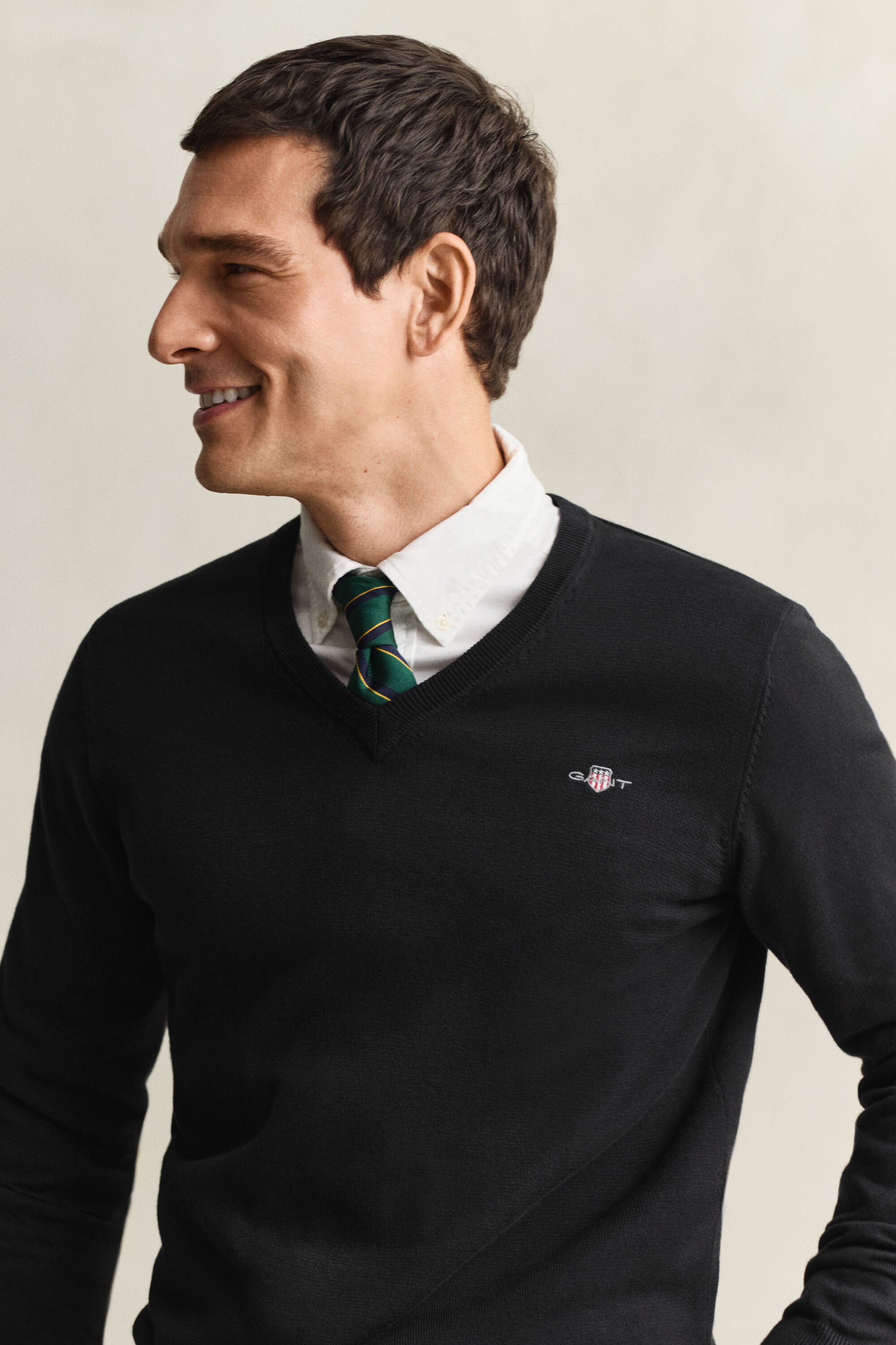 Pull col V en coton classique