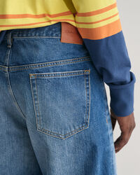 Jean coupe ample &agrave; d&eacute;lavage vintage