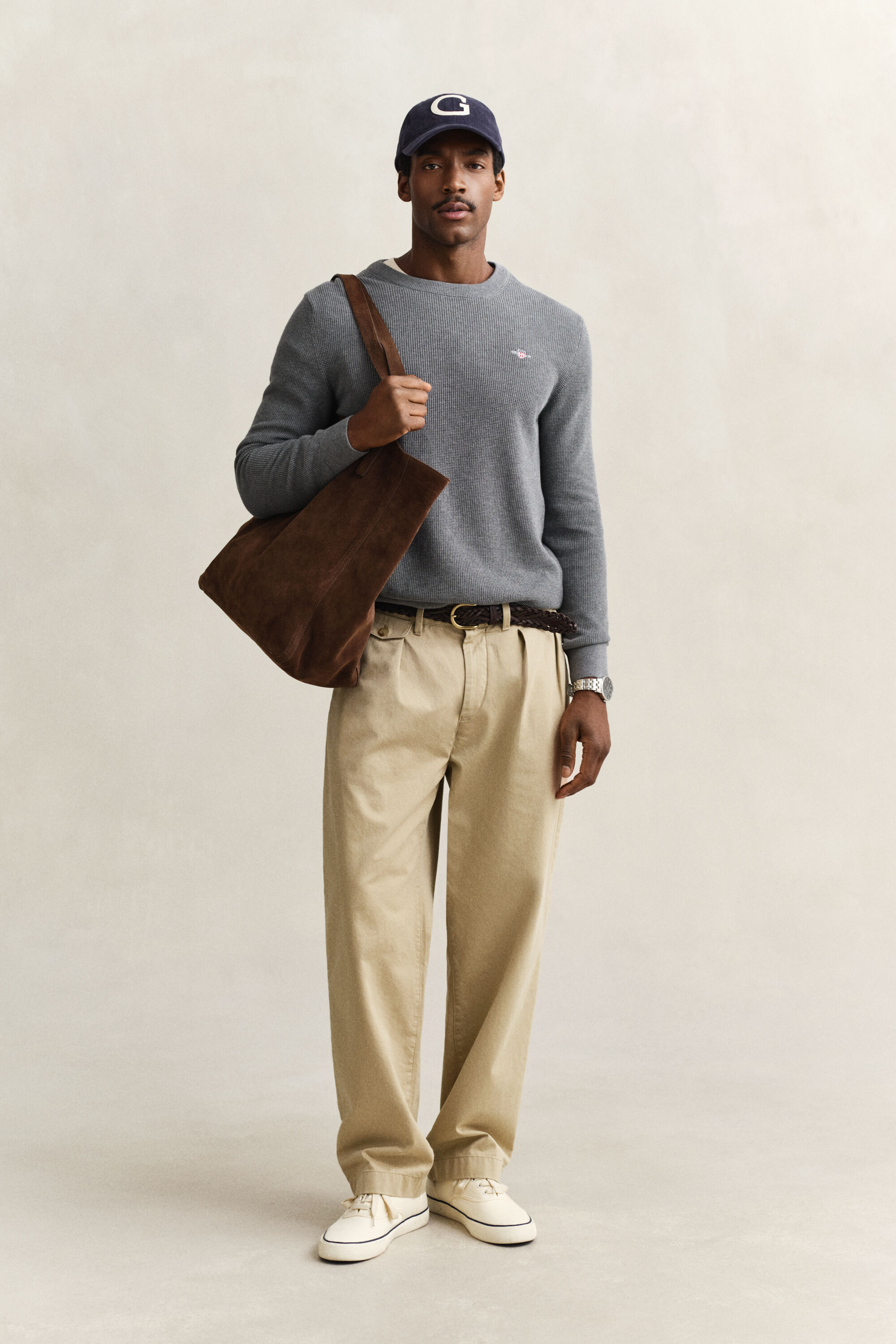 Pull col rond en coton texturé