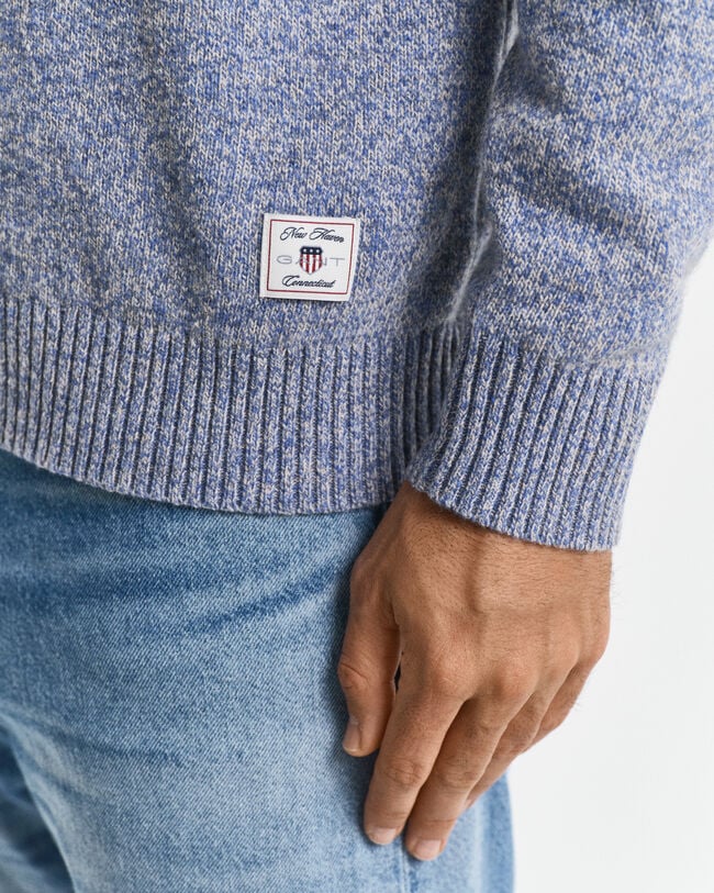 Pull col rond en laine mélangée moulinée