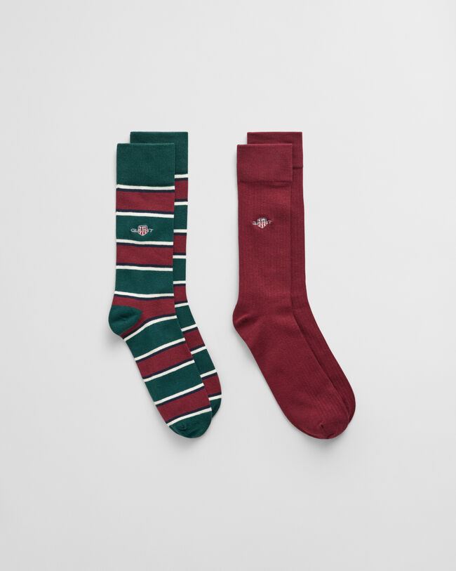 Lot de 2&nbsp;paires de chaussettes ray&eacute;es et c&ocirc;tel&eacute;es Shield