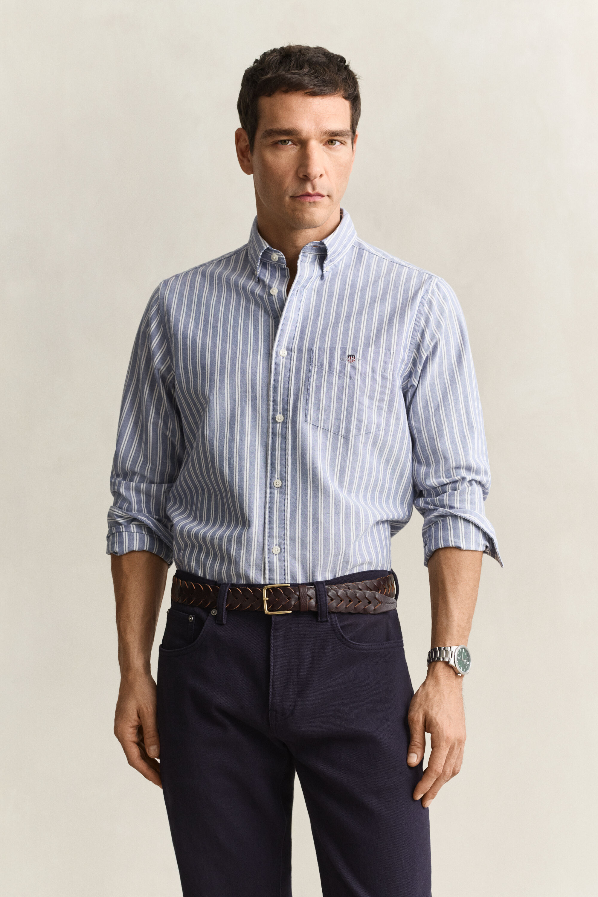 Chemise en coton Oxford classique à rayures