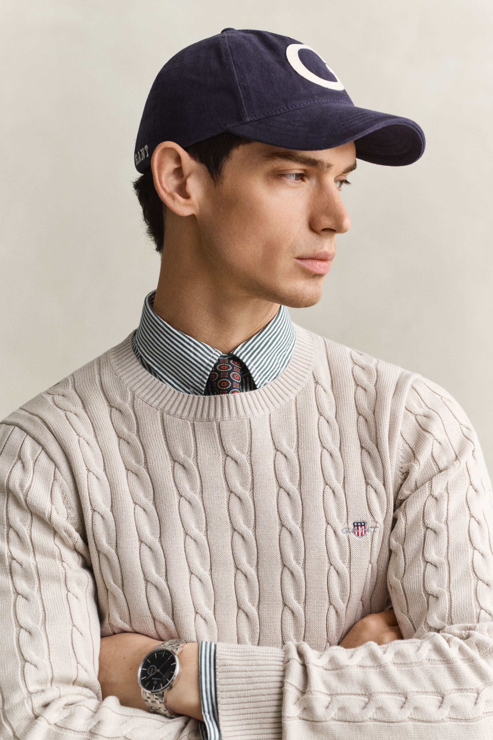 Pull col rond en maille de coton torsadée
