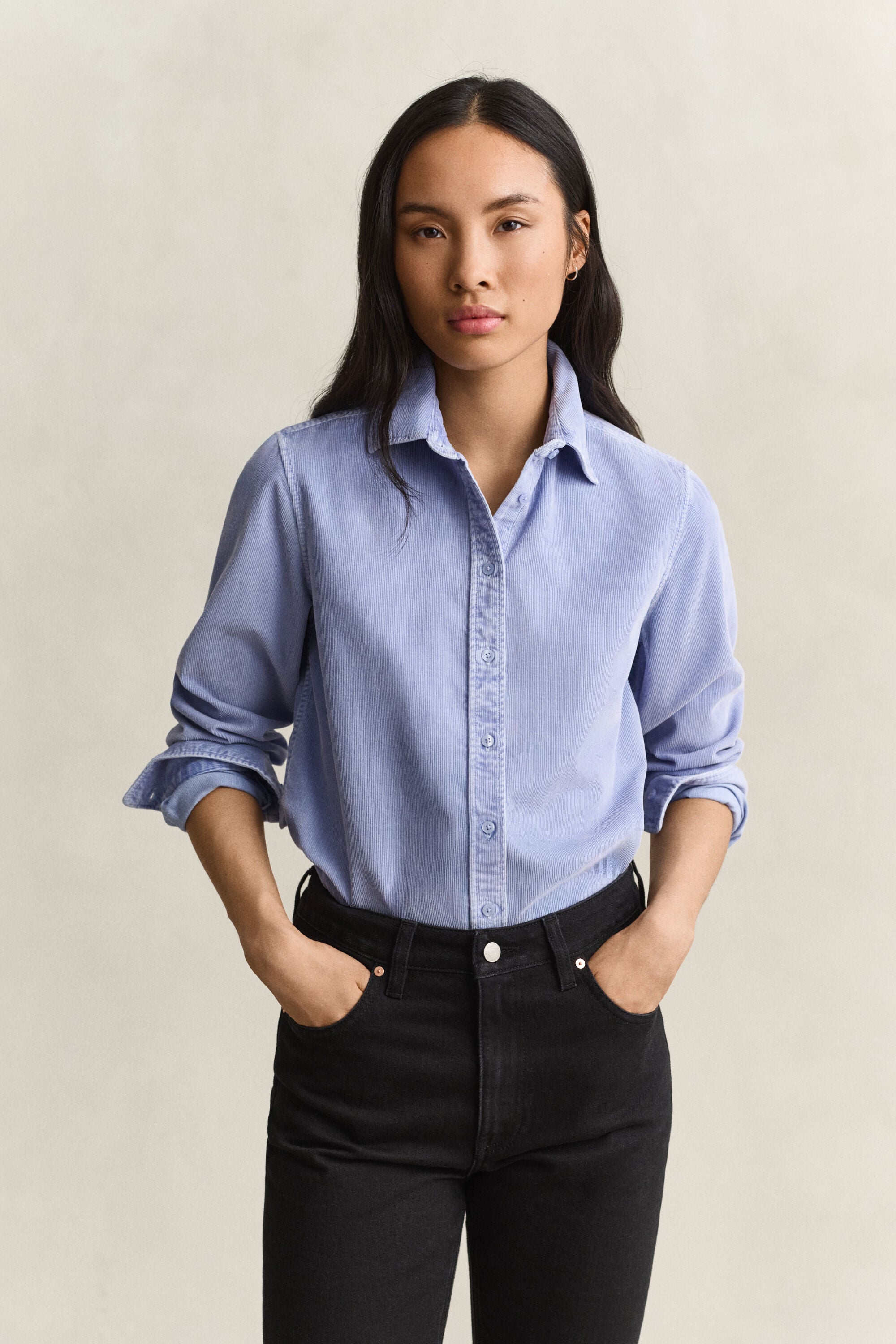 Chemise regular en velours côtelé