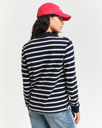 Polo en coton piqué à manches longues Breton Striped