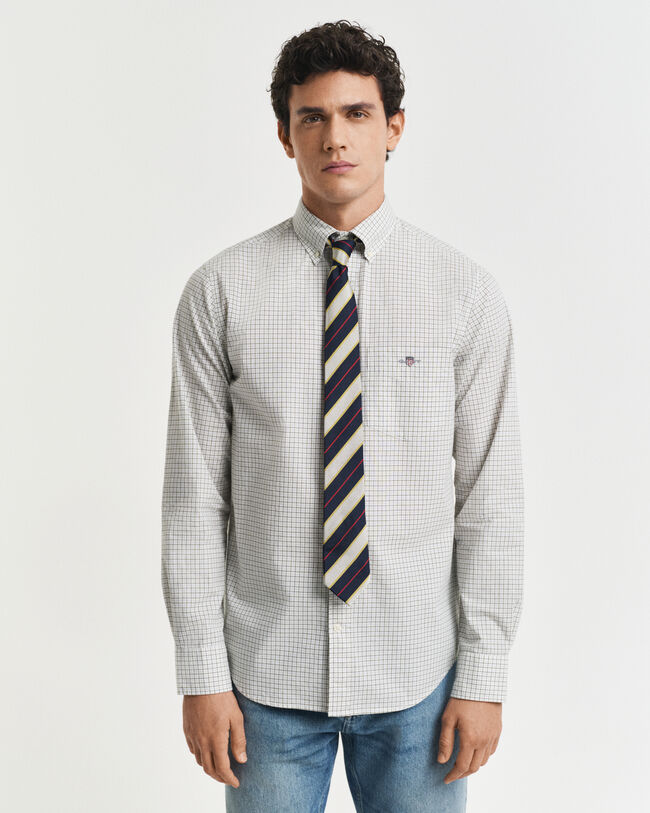 Chemise classique coupe regular en popeline à carreaux