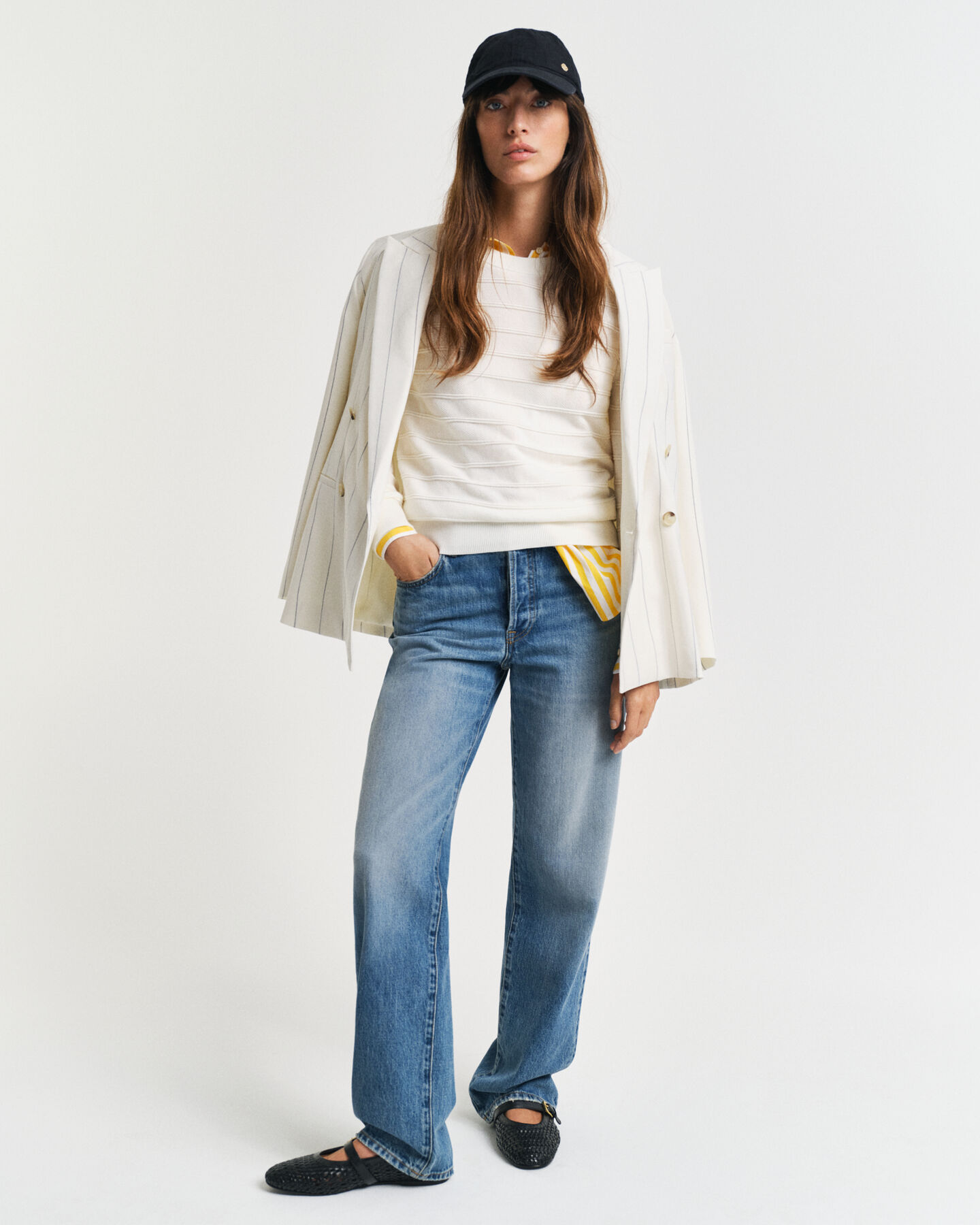 Pull col rond en coton texturé