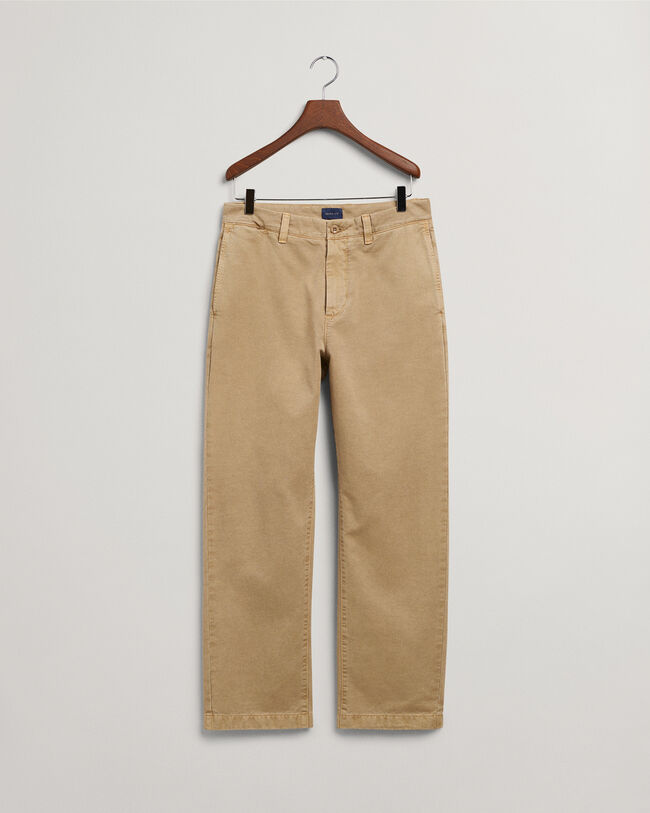 Pantalon chino droit en serg&eacute;